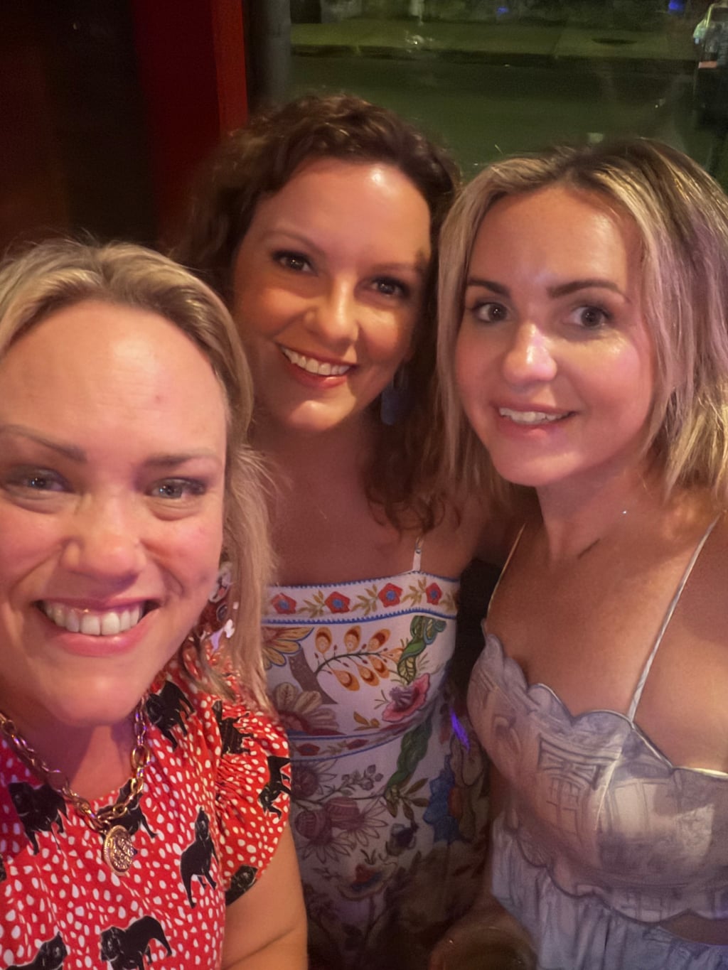 Three Athens Scoop Dinner Club guests taking a selfie together